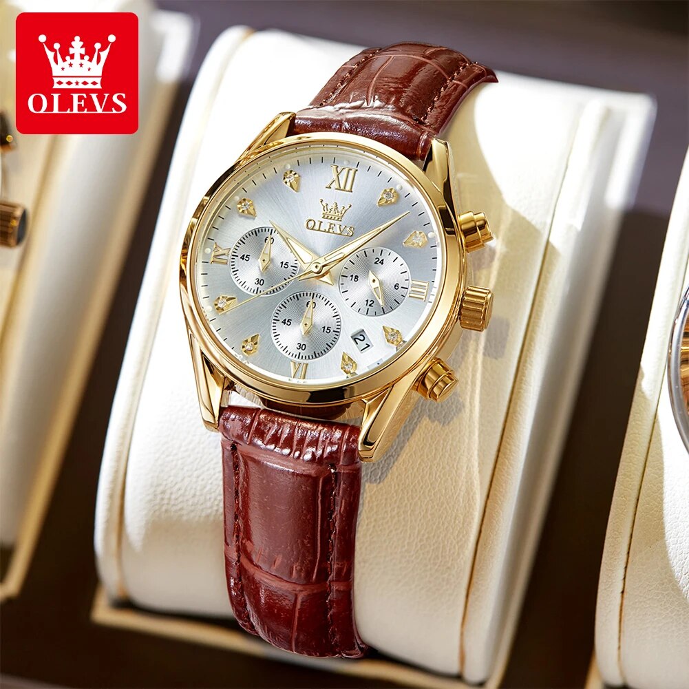 Luxury Watch Leather Strap - OLEVS 5523 Damenuhren, Lederarmband, wasserdicht, leuchtender