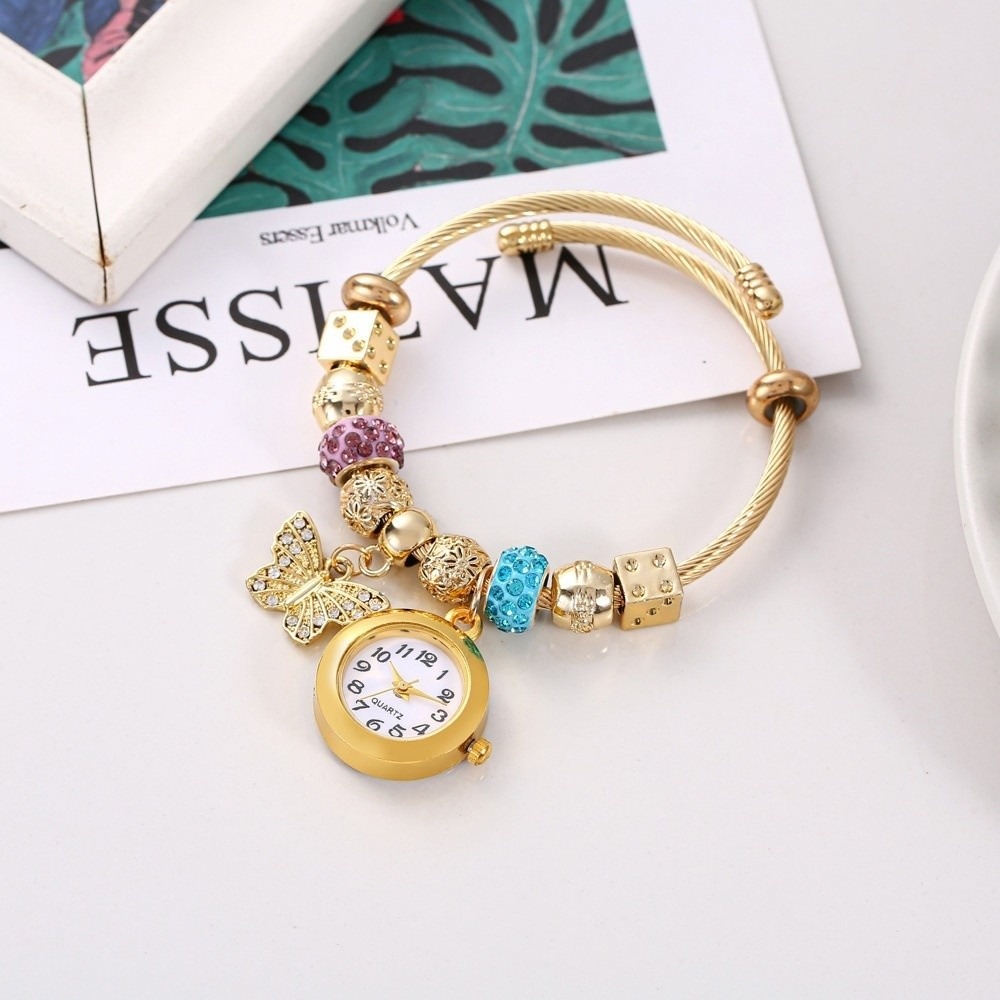 Luxury Watch Leather Strap - Trendige, verstellbare Damen-Armbanduhren, elegante, luxuriöse Perlenuhren,
