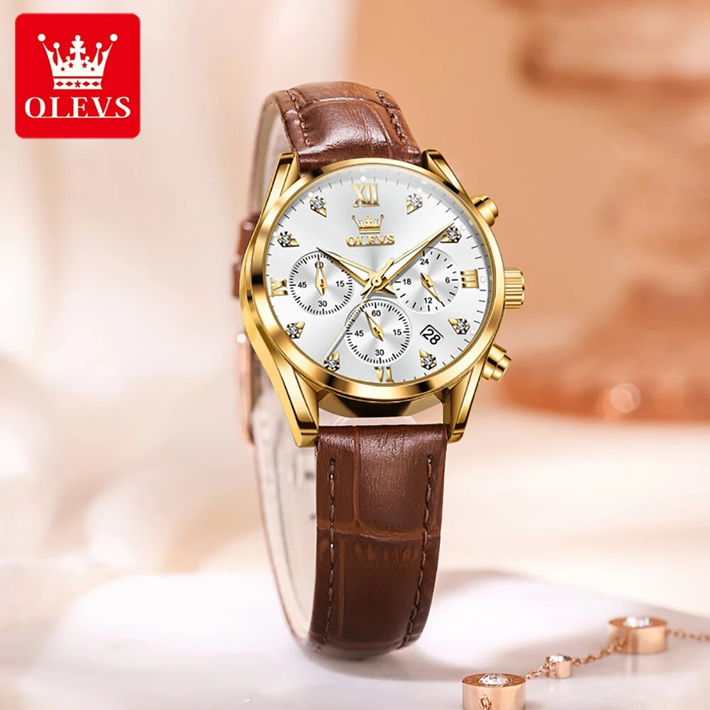 OLEVS 5523 Damenuhren, Lederar – Luxury Watch Leather Strap Bewertung und Preis