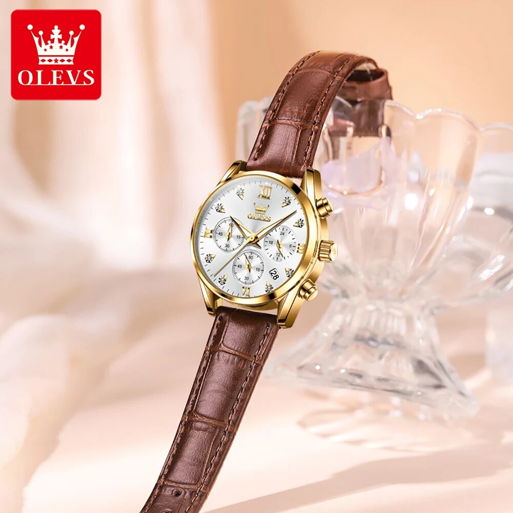 OLEVS 5523 Damenuhren, Lederar – Luxury Watch Leather Strap Bewertung und Preis