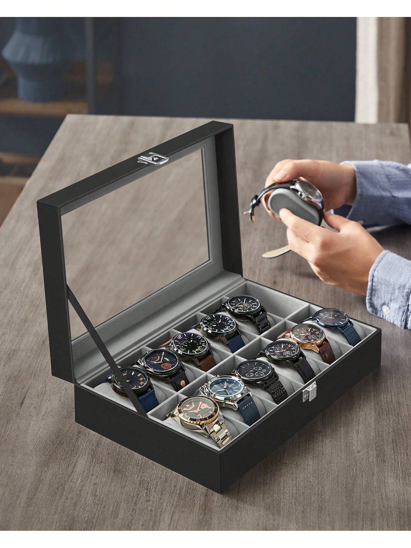 Abschließbare Uhrenbox mit 12  – Luxury Watch Holder Bewertung und Preis
