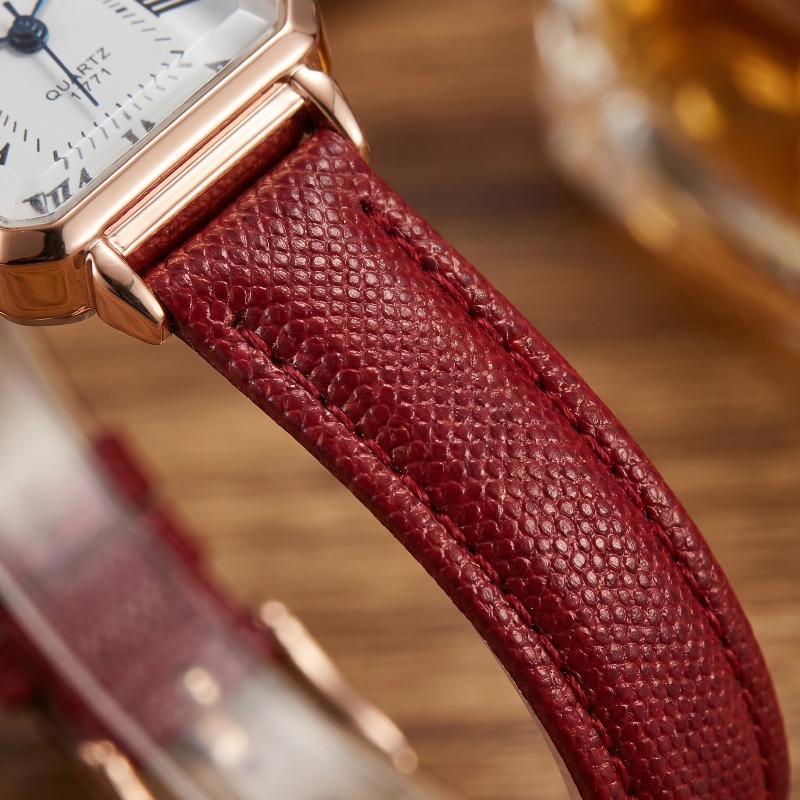 Modische rechteckige Quarzuhre – Luxury Watch Leather Strap Bewertung und Preis
