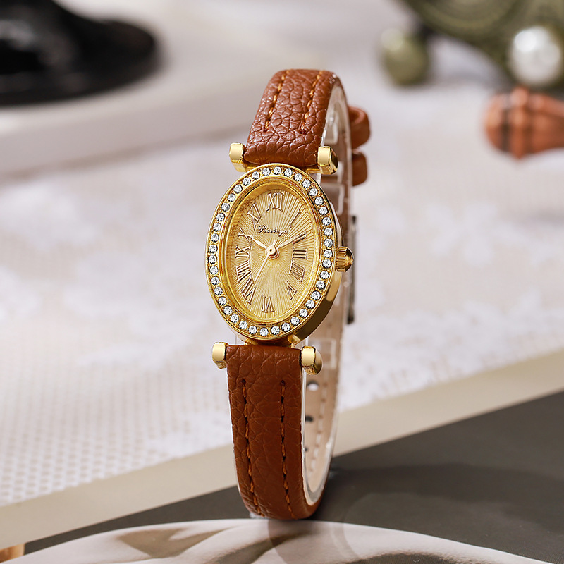 Luxus-Damenuhr, Modische Ovale – Luxury Watch Leather Strap Bewertung und Preis
